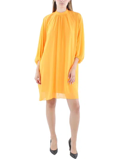 Trina Turk Womens Pleated Recycled Polyester Shift Dress In Yellow
