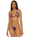 Trina Turk Womens Reversible Halter Bikini Top Tie Side Hipster Bikini Bottoms In Multi
