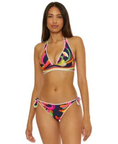 Trina Turk Womens Reversible Halter Bikini Top Tie Side Hipster Bikini Bottoms In Multi