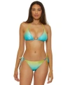 Trina Turk Womens West Palm Reversible Triangle Bikini Top Side Tie Bottoms In Multi