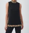 Trina Turk Wonderous 2 Bead & Sequin Mock-neck Top In Black