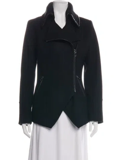 Pre-owned Trina Turk Wool Biker Jacket In Black