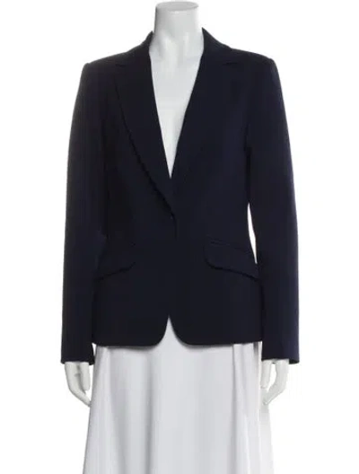 Pre-owned Trina Turk Wool Blazer In Blue