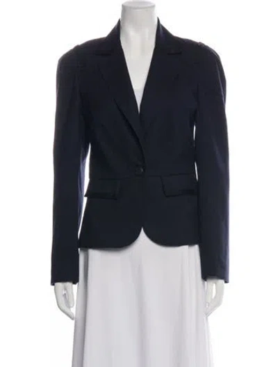 Pre-owned Trina Turk Wool Blazer In Blue