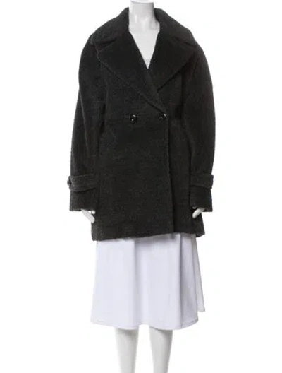 Pre-owned Trina Turk Wool Faux Fur Coat In Gray