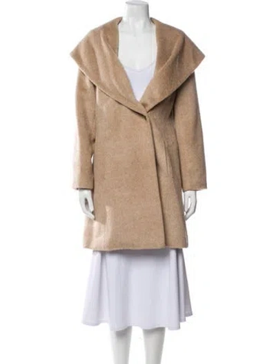 Pre-owned Trina Turk Wool Faux Fur Coat In Neutral