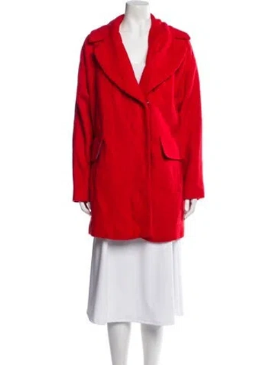 Pre-owned Trina Turk Wool Faux Fur Coat In Red