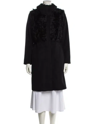 Pre-owned Trina Turk Wool Fur Coat In Black