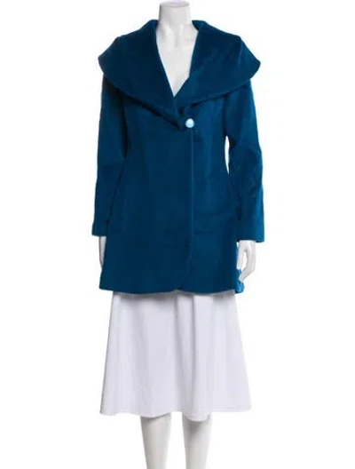 Pre-owned Trina Turk Wool Fur Coat In Blue