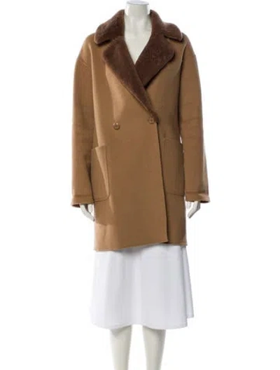 Pre-owned Trina Turk Wool Fur Coat In Brown