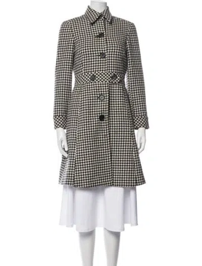 Pre-owned Trina Turk Wool Houndstooth Print Coat In Multicolor