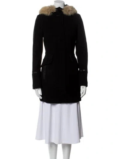 Pre-owned Trina Turk Wool Parka In Black