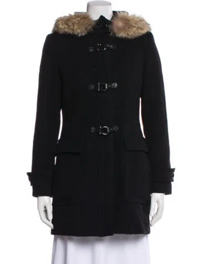 Pre-owned Trina Turk Wool Parka In Black