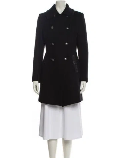 Pre-owned Trina Turk Wool Peacoat In Black