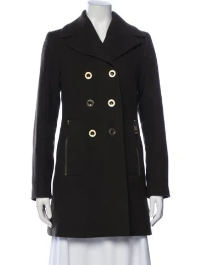 Pre-owned Trina Turk Wool Peacoat In Black