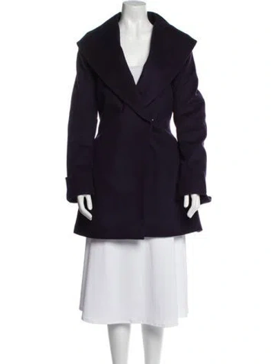 Pre-owned Trina Turk Wool Peacoat In Purple