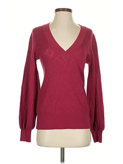 Pre-owned Trina Turk Wool Pullover Sweater In Burgundy