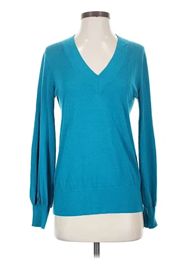 Pre-owned Trina Turk Wool Pullover Sweater In Teal