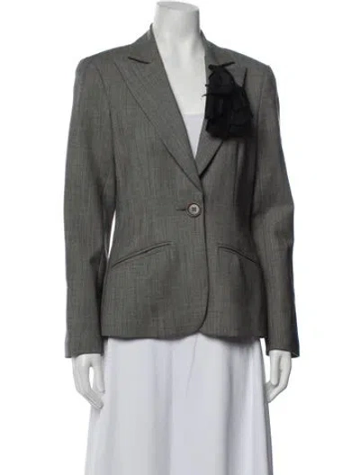 Pre-owned Trina Turk Wool Striped Blazer In Grey