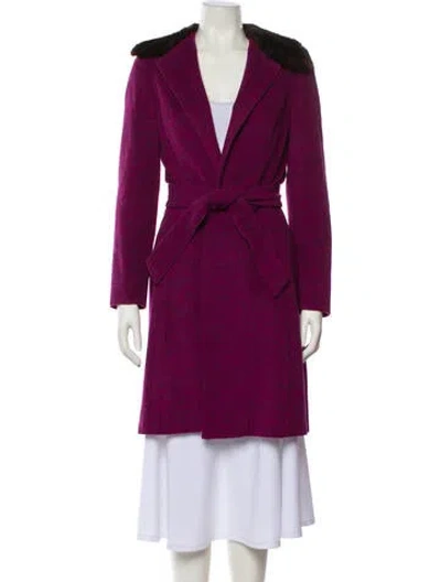 Pre-owned Trina Turk Wool Trench Coat In Purple
