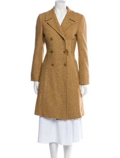 Pre-owned Trina Turk Wool Tweed Pattern Peacoat In Neutral