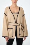 Trina Turk Wright Belted Flare Sleeve Cardigan In Brown