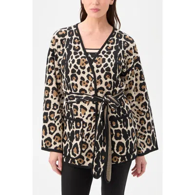 Trina Turk Wright Tie Front Leopard Cardigan In Multi