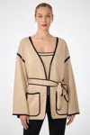 Trina Turk Wright Wrap Cardigan In Beige