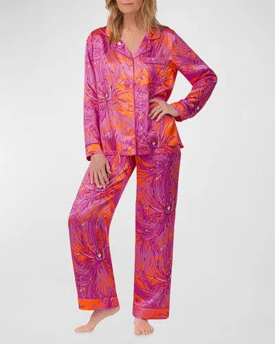 Trina Turk X Bedhead Pajamas Floral-print Silk Satin Pajama Set In Fuji Mums