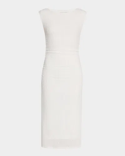 Trina Turk Yaruba 2 Ruched Bateau-neck Midi Dress In Whitewash