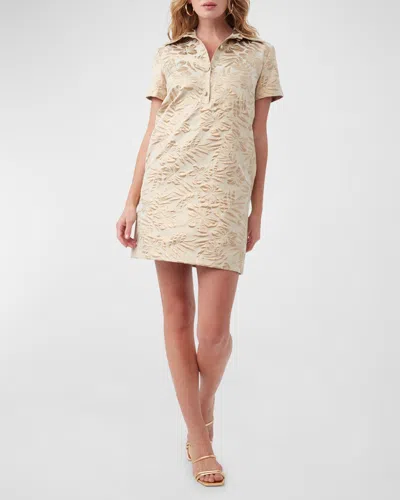 Trina Turk Yina Floral Jacquard Mini Shift Dress In Ecru/gold