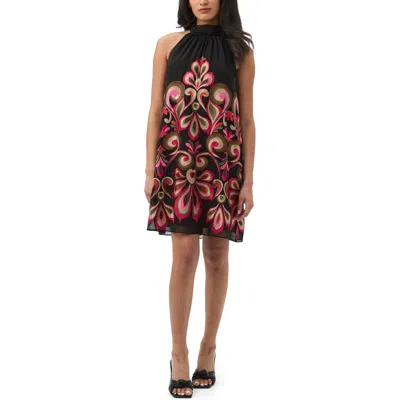 Trina Turk Zana Embroidered Halter Dress In Black
