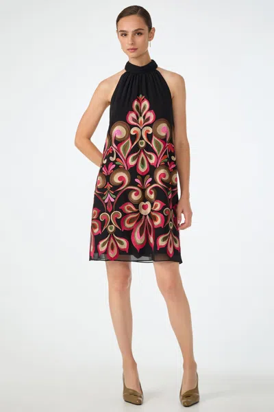 Trina Turk Zana Embroidered Mini Dress In Black