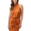 Trina Turk Zana Satin Halter Top In Brown