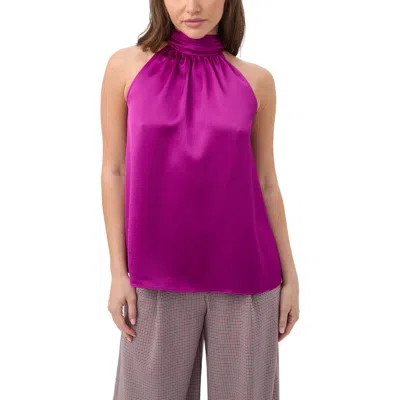Trina Turk Zana Satin Halter Top In Purple