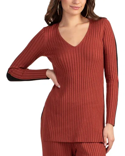 Trina Turk Zoey V-neck Pullover In Red