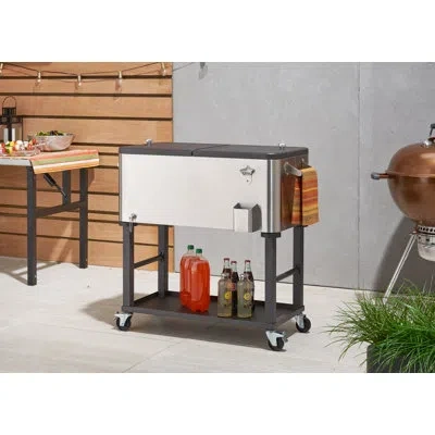Trinity 100 Qt./25 Gal. Stainless Steel Wheeled Cooler W/ Detachable Tub In Silver