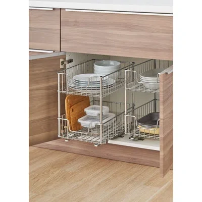 Trinity 11.5 In. W X 17.75 In. D Chrome Steel Wire In Cabinet Sliding 2-tier Drawer - (2-pack) In Chrome;chromed Plating