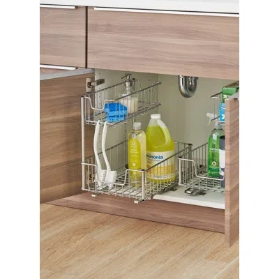 Trinity 2-tier Chrome Steel Wire Sliding Undersink Organizer (2-pack)