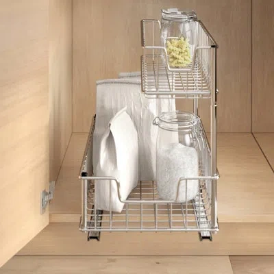 Trinity 2-tier Chrome Steel Wire Sliding Undersink Organizer In Chrome;chromed Plating;chrome Color;chro