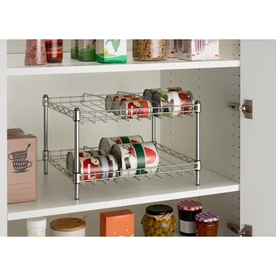 Trinity 2-tier Chrome Wire Steel Can Organizer W/ Adjustable Dividers In Chrome;chromed Plating