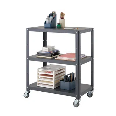 Trinity 30 In. 3-tier Metal Utility Cart W/ Wheels In Dark Gray