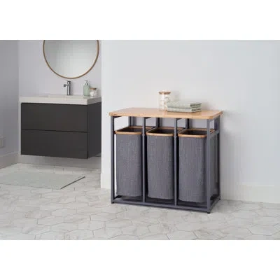 Trinity 36 In. H X 30.7 In. H In. X 17.3 In. H Wood (bamboo) 3-bag Laundry Sorter In Dark Gray