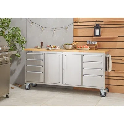 Trinity 6 Ft. W 8-drawer Stainless-steel Rolling Mobile Workbench W/ Storage In Silver