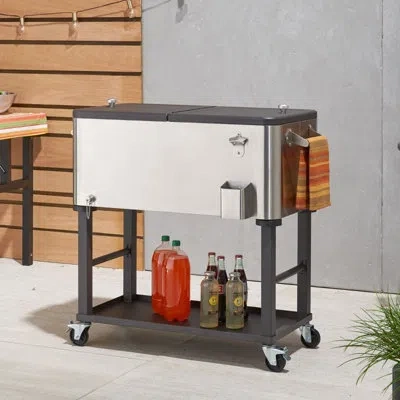 Trinity 80 Qt./20 Gal. Stainless Steel Wheeled Cooler W/ Detachable Tub In Silver
