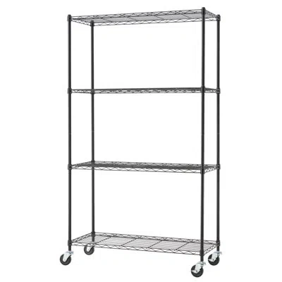 Trinity Basics 4-tier Nsf Steel Wire Shelving Unit W/ Wheels ( 36"w X 14"d X 60"h) In Black