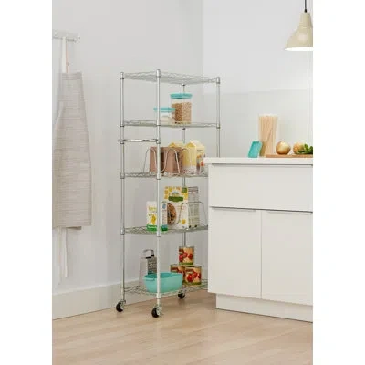 Trinity Basics Ecostorage 5-tier Nsf Pantry Organizer W/ Dividers & Wheels (24 In. W X 12 In. D) In Chrome