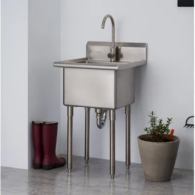 Trinity Ecostorage 21.5 In. W X 49.3 In. H X 24 In. D Nsf Stainless Steel Utility Sink W/ Faucet