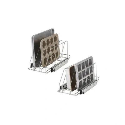 Trinity Pro Ecostorage Chrome Steel Wire In Cabinet Sliding Bakeware Organizer (2-pack) In Chrome;chromed Plating