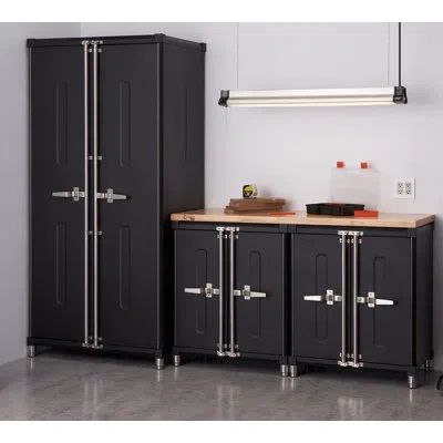 Trinity Pro Series 4-piece 18-gauge Steel Garage Storage System In Black In Black Powder Coat
